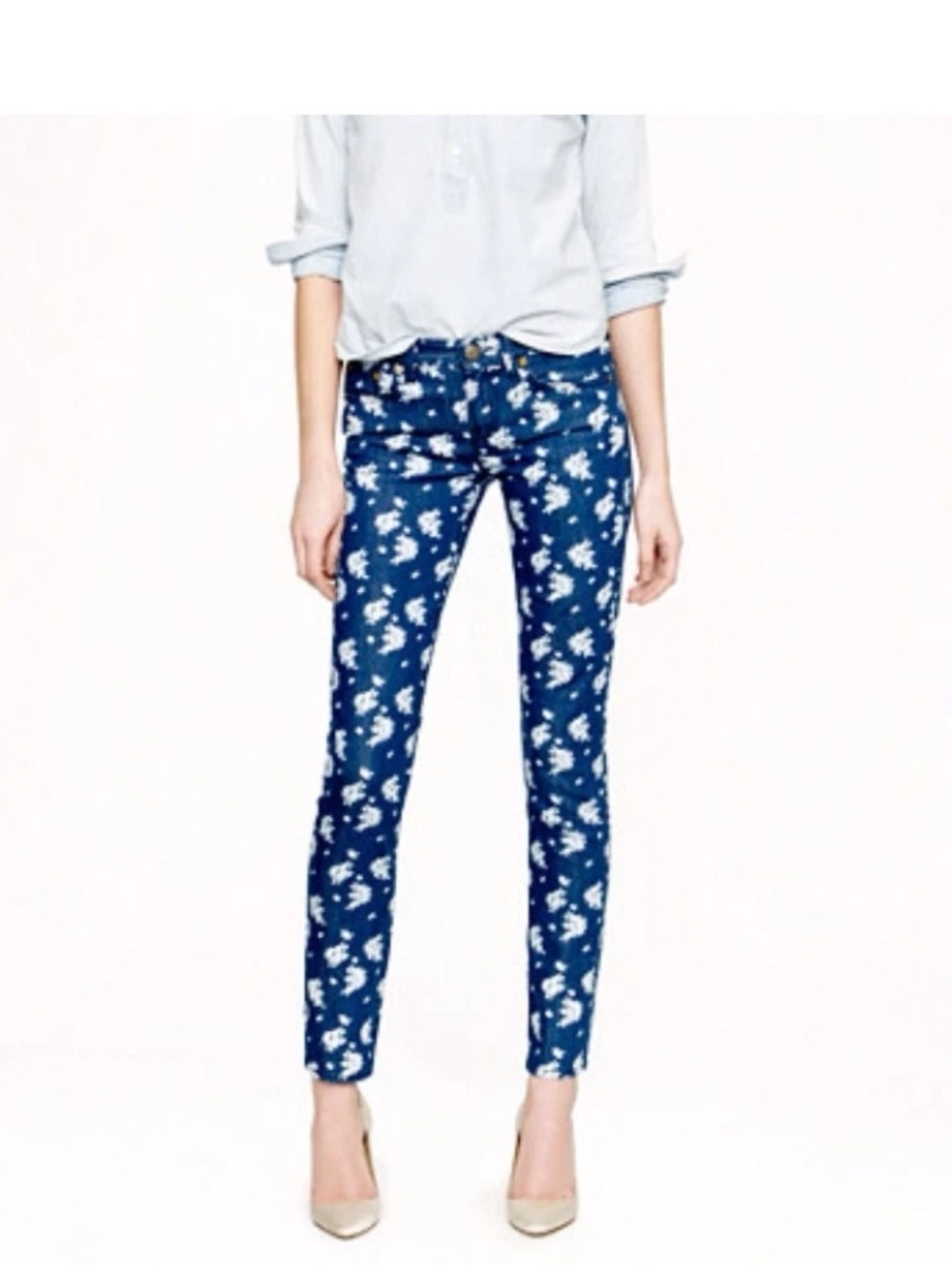 J. Crew women's CROPPED MATCHSTICK JEAN IN INDIGO FLORAL. Size 25.